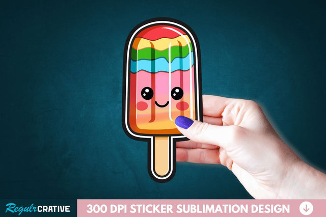 Cute Kawaii Popsicle Sticker Clipart Sublimation Regulrcrative 