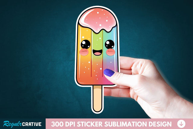 Cute Kawaii Popsicle Sticker Clipart Sublimation Regulrcrative 