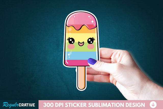 Cute Kawaii Popsicle Sticker Clipart Sublimation Regulrcrative 