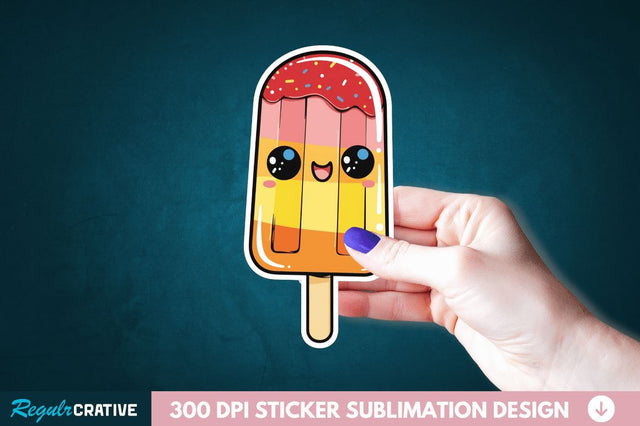 Cute Kawaii Popsicle Sticker Clipart Sublimation Regulrcrative 