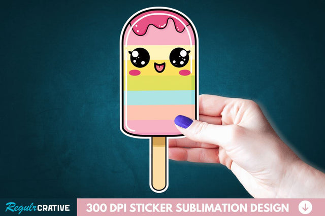 Cute Kawaii Popsicle Sticker Clipart Sublimation Regulrcrative 