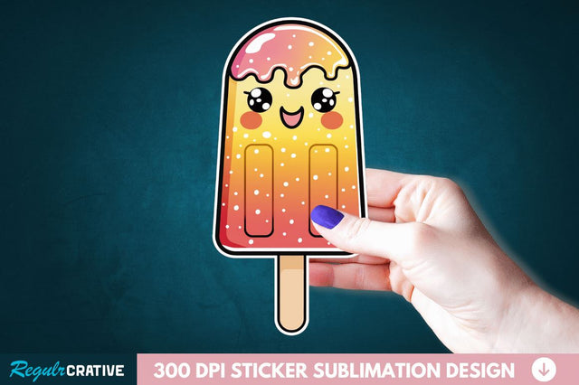 Cute Kawaii Popsicle Sticker Clipart Sublimation Regulrcrative 