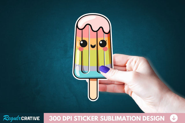 Cute Kawaii Popsicle Sticker Clipart Sublimation Regulrcrative 