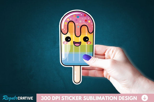 Cute Kawaii Popsicle Sticker Clipart Sublimation Regulrcrative 