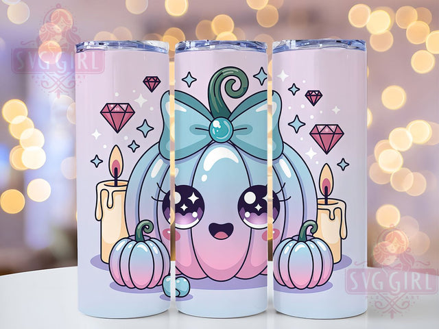 Cute Kawaii Pumpkin Autumn Tumbler, Kawaii Fall Wrap, 20Oz Sublimation Design, Adorable Autumn Cup, Pumpkin Coffee Tumbler, Fall Drinkware Wrap, Kawaii Halloween Tumbler Sublimation SvggirlplusArt 