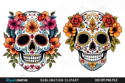 Cute Kawaii Skull Clipart Bundle Sublimation Regulrcrative 