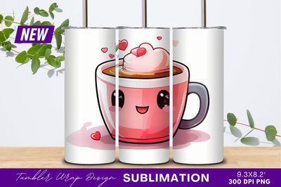 Cute Kawaii Tumbler Png With Hearts Sublimation Regulrcrative 