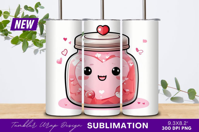Cute Kawaii Valentine Tumbler Png Illustration Sublimation Regulrcrative 