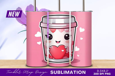 Cute kawaii valentine tumbler png illustration Sublimation Regulrcrative 