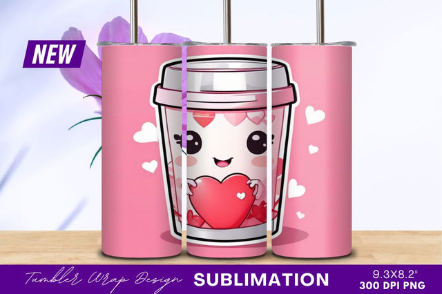 Cute kawaii valentine tumbler png illustration Sublimation Regulrcrative 