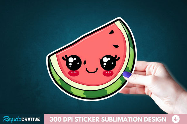 Cute Kawaii Watermelon Sticker Clipart Sublimation Regulrcrative 