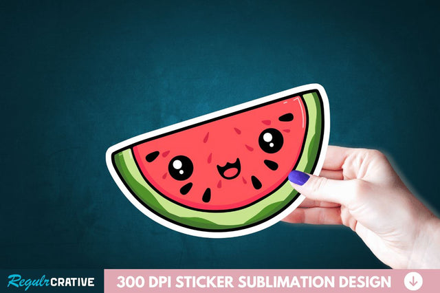 Cute Kawaii Watermelon Sticker Clipart Sublimation Regulrcrative 