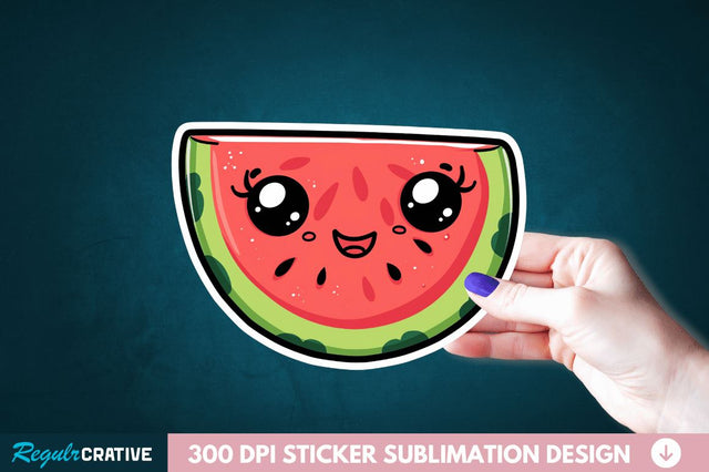 Cute Kawaii Watermelon Sticker Clipart Sublimation Regulrcrative 