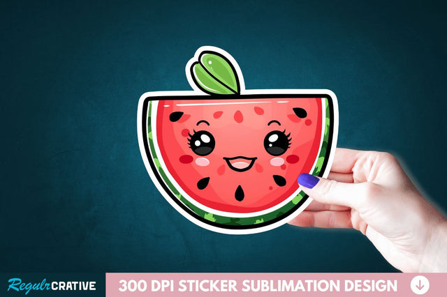 Cute Kawaii Watermelon Sticker Clipart Sublimation Regulrcrative 
