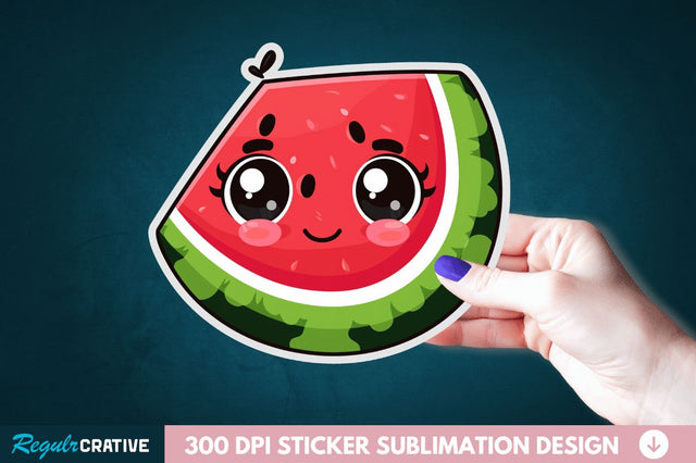 Cute Kawaii Watermelon Sticker Clipart Sublimation Regulrcrative 