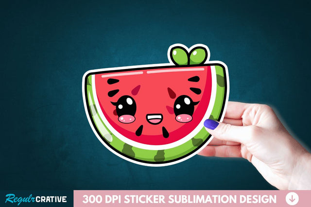 Cute Kawaii Watermelon Sticker Clipart Sublimation Regulrcrative 