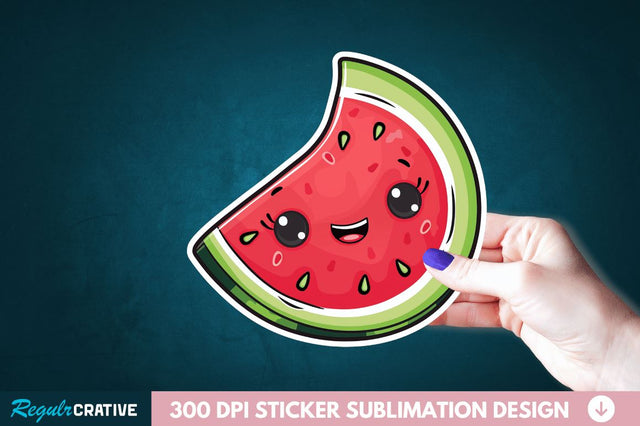 Cute Kawaii Watermelon Sticker Clipart Sublimation Regulrcrative 