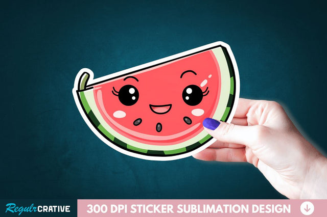 Cute Kawaii Watermelon Sticker Clipart Sublimation Regulrcrative 