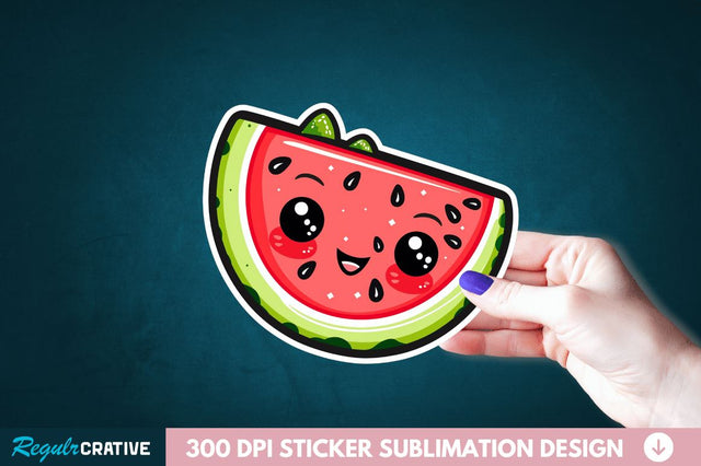Cute Kawaii Watermelon Sticker Clipart Sublimation Regulrcrative 