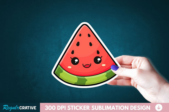 Cute Kawaii Watermelon Sticker Clipart Sublimation Regulrcrative 