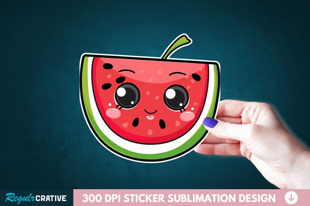 Cute Kawaii Watermelon Sticker Clipart Sublimation Regulrcrative 