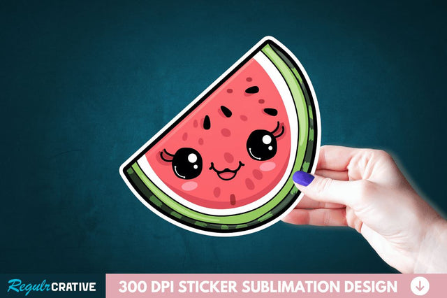 Cute Kawaii Watermelon Sticker Clipart Sublimation Regulrcrative 