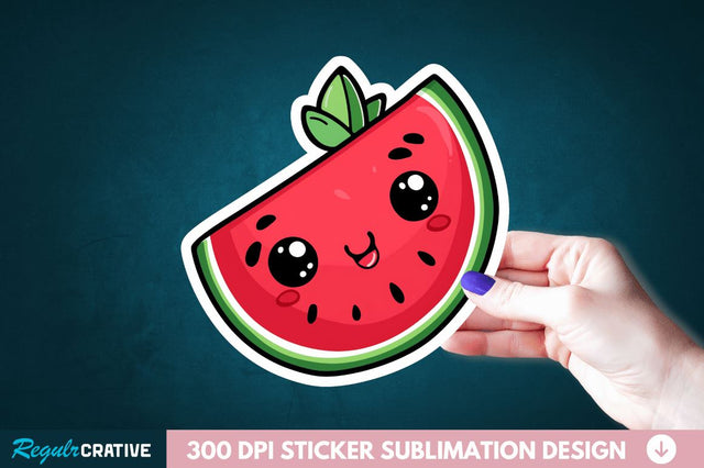 Cute Kawaii Watermelon Sticker Clipart Sublimation Regulrcrative 
