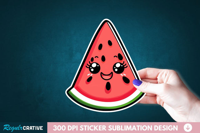 Cute Kawaii Watermelon Sticker Clipart Sublimation Regulrcrative 