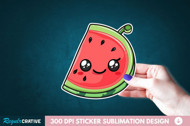 Cute Kawaii Watermelon Sticker Clipart Sublimation Regulrcrative 
