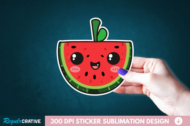 Cute Kawaii Watermelon Sticker Clipart Sublimation Regulrcrative 