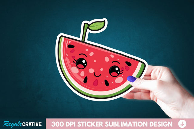 Cute Kawaii Watermelon Sticker Clipart Sublimation Regulrcrative 