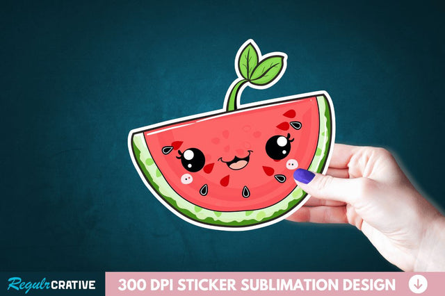 Cute Kawaii Watermelon Sticker Clipart Sublimation Regulrcrative 