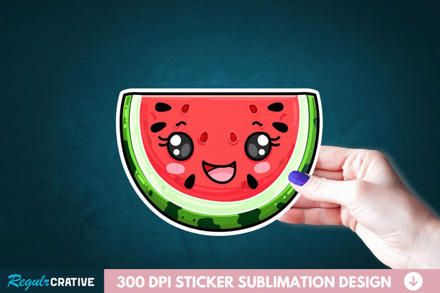 Cute Kawaii Watermelon Sticker Clipart Sublimation Regulrcrative 