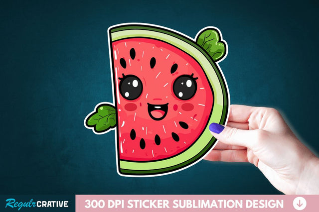 Cute Kawaii Watermelon Sticker Clipart Sublimation Regulrcrative 