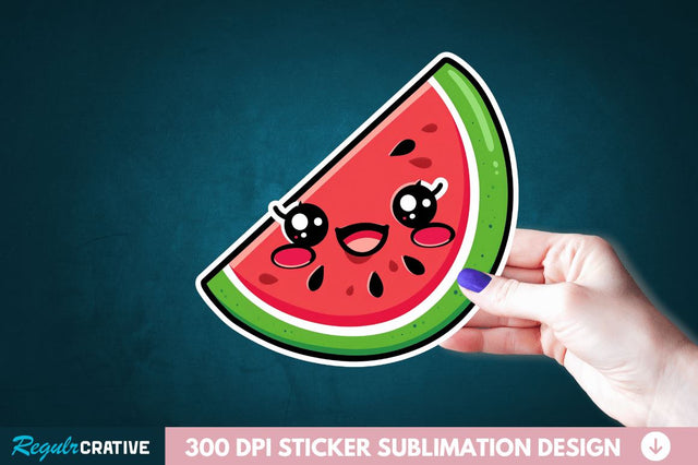 Cute Kawaii Watermelon Sticker Clipart Sublimation Regulrcrative 