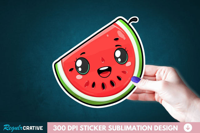 Cute Kawaii Watermelon Sticker Clipart Sublimation Regulrcrative 