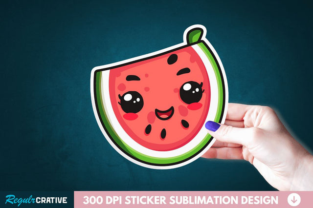 Cute Kawaii Watermelon Sticker Clipart Sublimation Regulrcrative 
