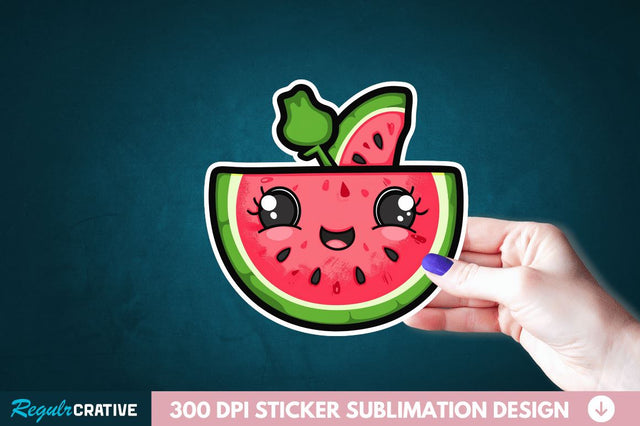 Cute Kawaii Watermelon Sticker Clipart Sublimation Regulrcrative 