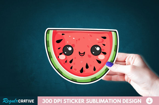 Cute Kawaii Watermelon Sticker Clipart Sublimation Regulrcrative 