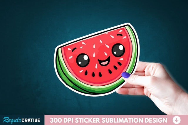 Cute Kawaii Watermelon Sticker Clipart Sublimation Regulrcrative 