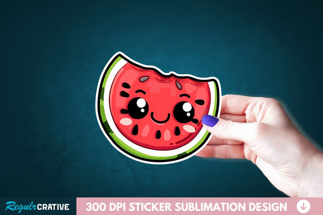 Cute Kawaii Watermelon Sticker Clipart Sublimation Regulrcrative 