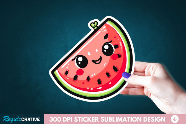 Cute Kawaii Watermelon Sticker Clipart Sublimation Regulrcrative 
