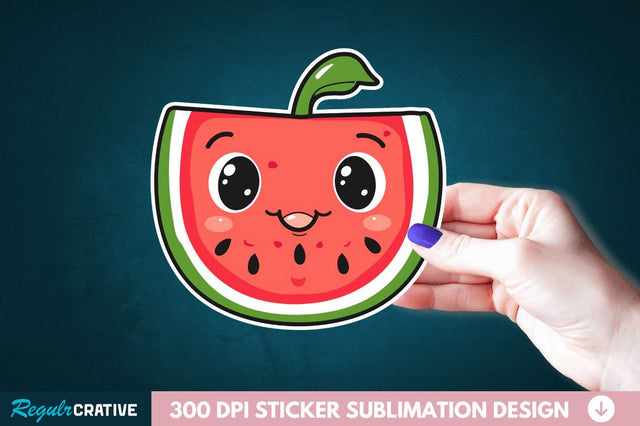 Cute Kawaii Watermelon Sticker Clipart Sublimation Regulrcrative 