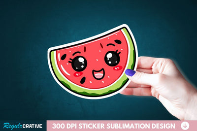 Cute Kawaii Watermelon Sticker Clipart Sublimation Regulrcrative 
