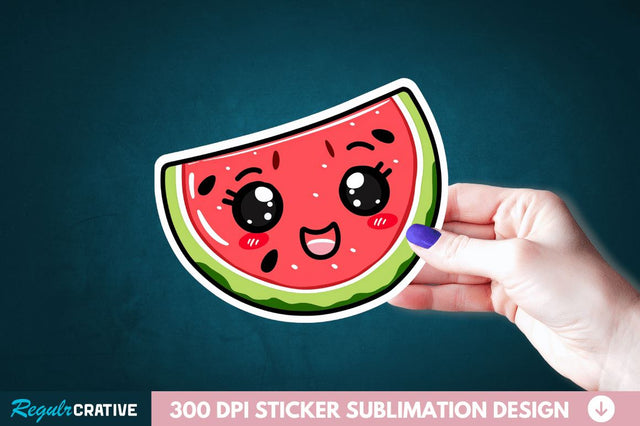 Cute Kawaii Watermelon Sticker Clipart Sublimation Regulrcrative 