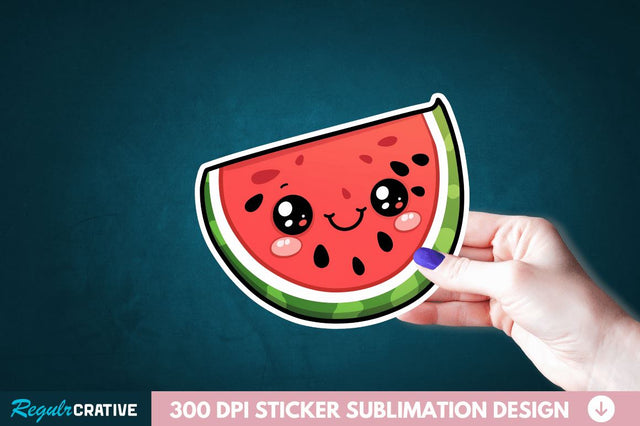 Cute Kawaii Watermelon Sticker Clipart Sublimation Regulrcrative 