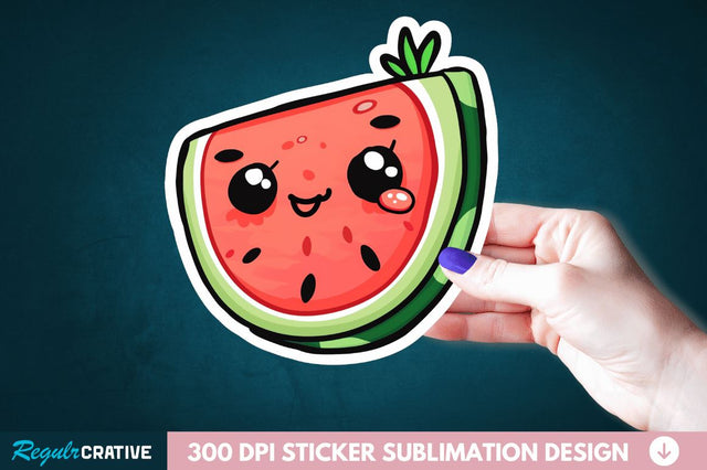 Cute Kawaii Watermelon Sticker Clipart Sublimation Regulrcrative 