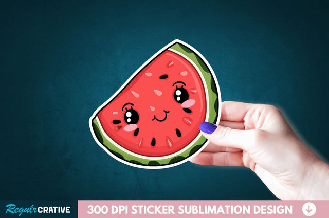 Cute Kawaii Watermelon Sticker Clipart Sublimation Regulrcrative 