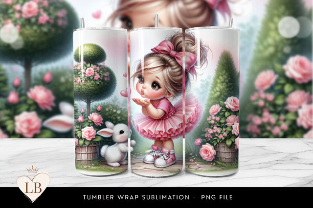 Cute Kids Bunny Valentine Seamless Tumbler Wrap Sublimation BijouBay 