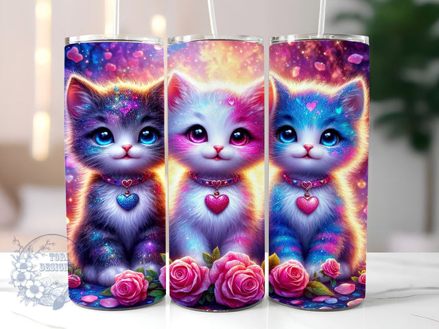 Cute Kitten 20oz Skinny Tumbler, Cat Lovers Tumbler Png, Straight & Tapered Tumbler Wrap, Instant Digital Download Sublimation ToriDesigns 